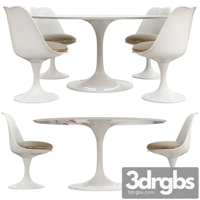 Saarinen Tulip Table Chairs 3D Model Free