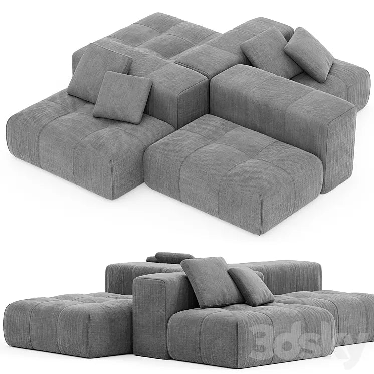 Saba Italia PIXEL Sectional fabric sofa with removable cover 3DSMAX Model