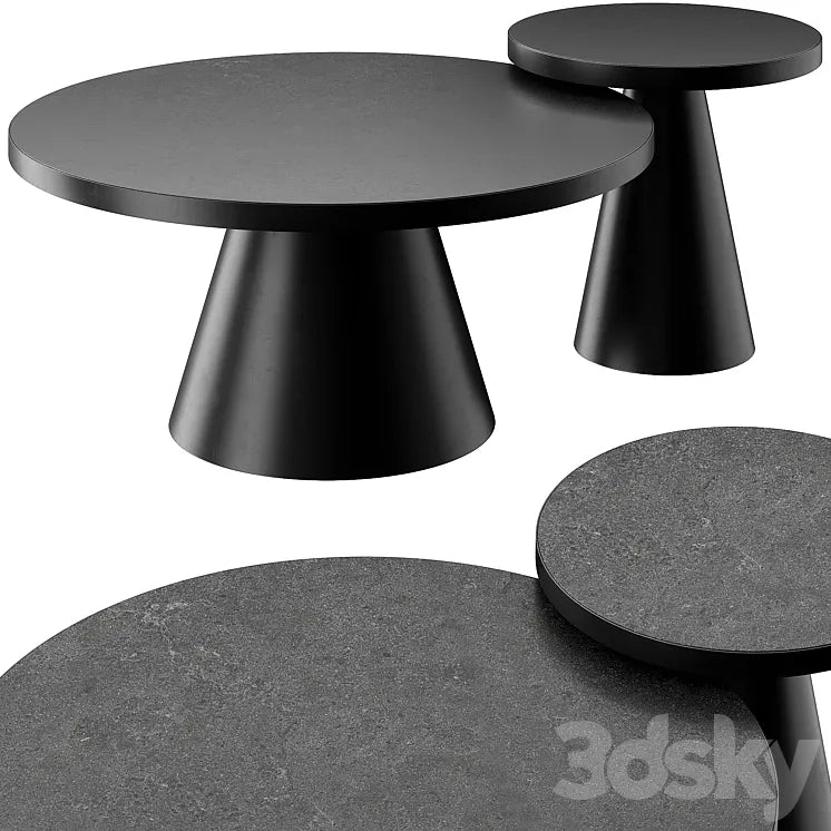 SALONTAFEL LEEDS ROND - ZWART KERAMIEK COFFEE AND SIDE TABLE 3DSMAX Model