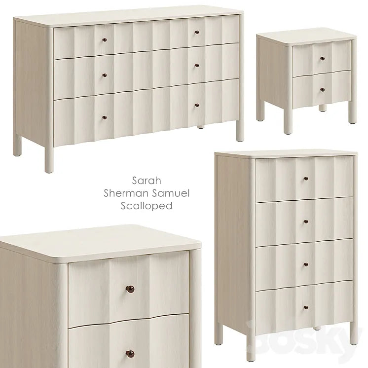 Sarah Sherman Samuel Scalloped Nightstand and chest of drawers West Elm 3DSMAX Model