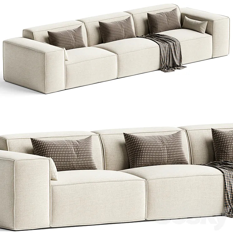 Scandinavian Slipcovered Square Arm Modular Sofa 3DSMAX Model