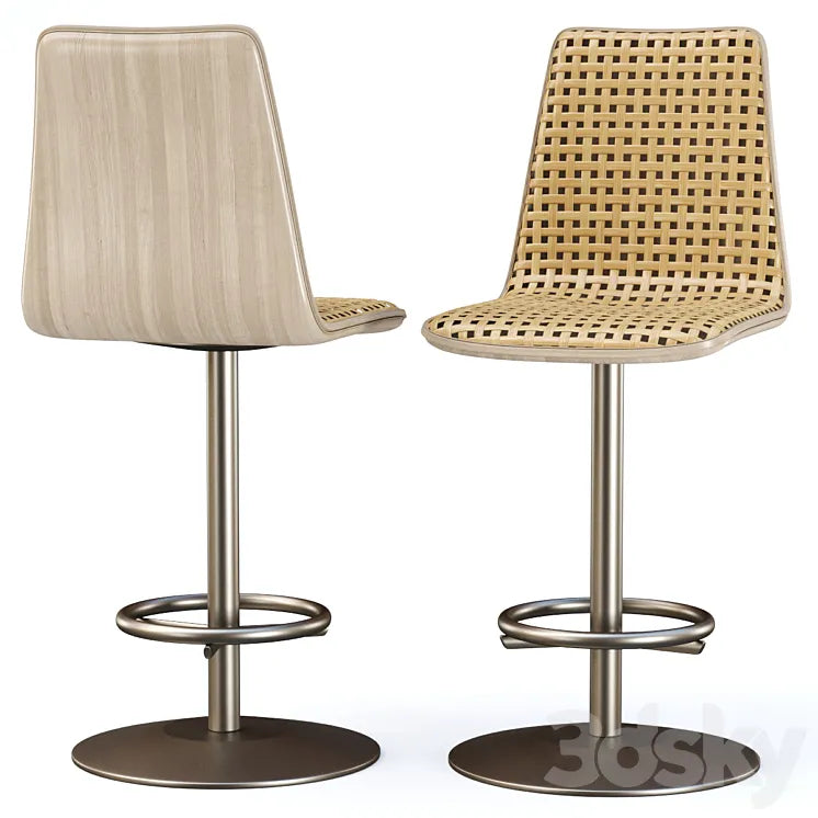 Scarlett wooden rattan bar stool SR22 / Rattan bar stool 3DSMAX Model