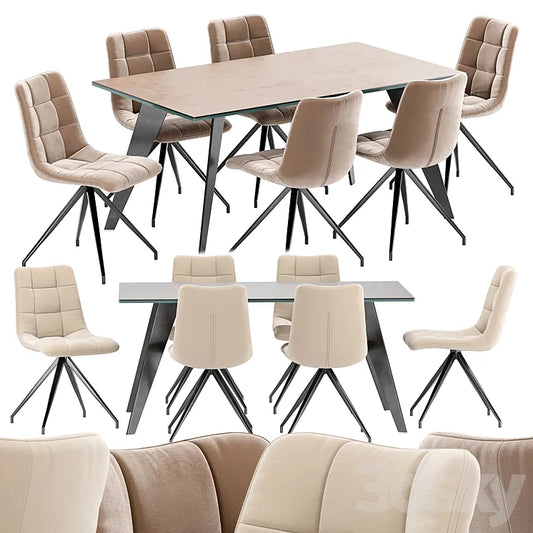 Sedia Diamond dining chair and Nack table 3DSMAX Model