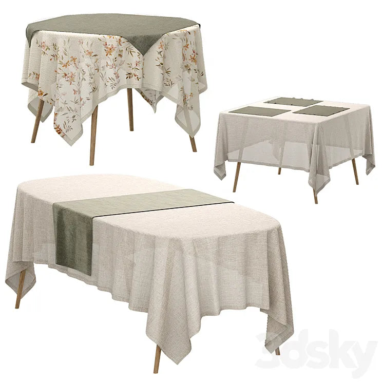 Set of linen tablecloths 3DSMAX Model