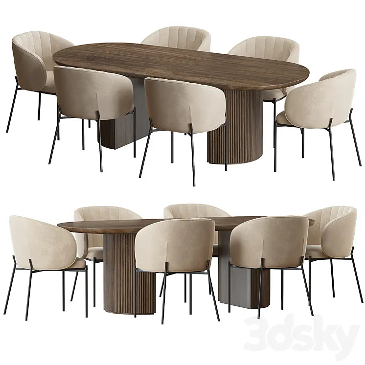 Shell Back dining chair and Moon Table 3DSMAX Model