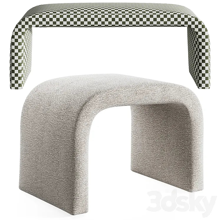Sienna pouffe and bench by Urban outfitters 3DSMAX Model