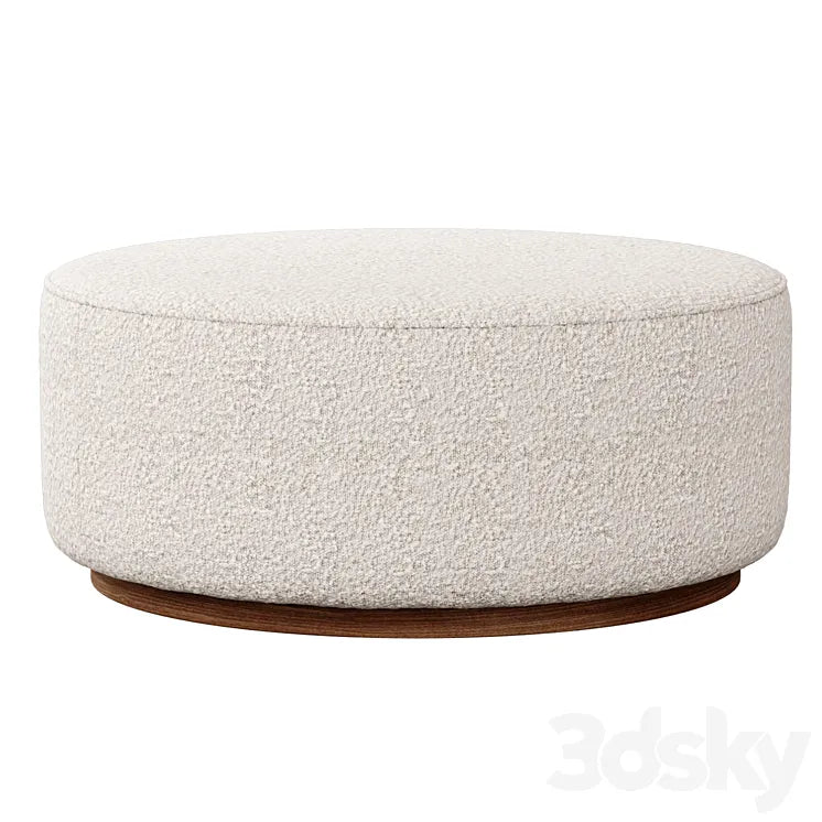Sinclair Large Round Boucle Ottoman Whistler Oyster Suede by Four Hands 3DSMAX Model