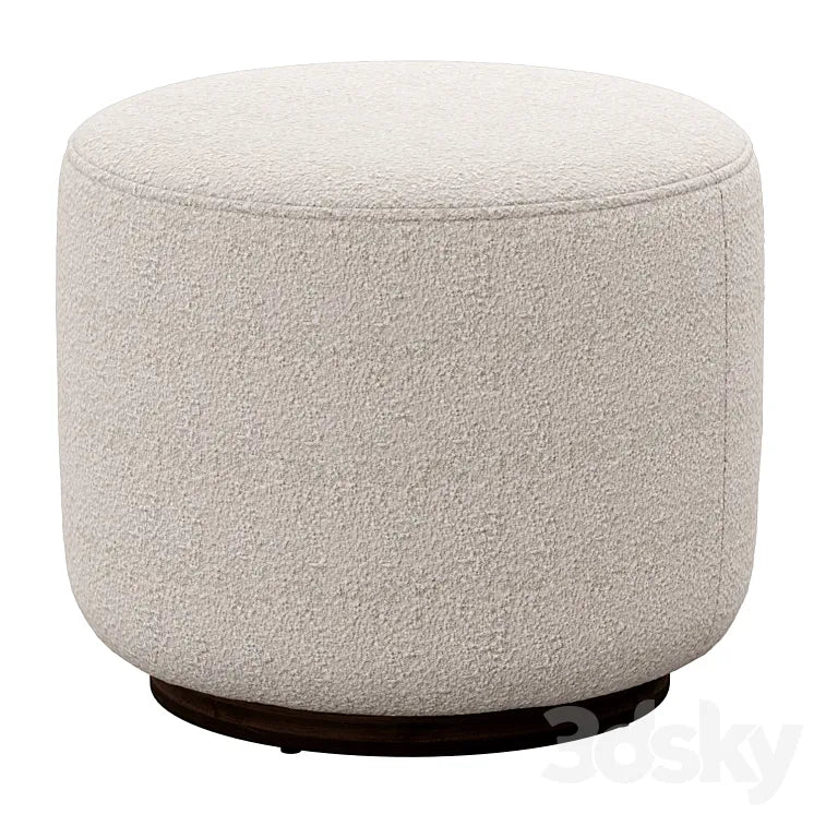 Sinclair Round Boucle Ottoman Whistler Oyster Suede by Four Hands 3DSMAX Model