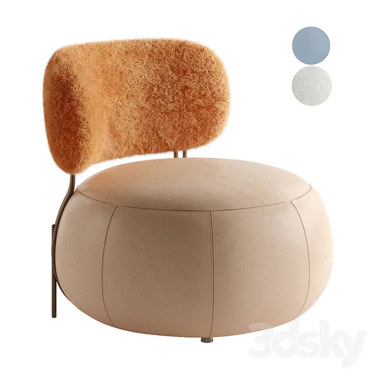 SINO armchair. BAMBI WHITE. BAMBI ORANGE. Baby geo 3DSMAX Model