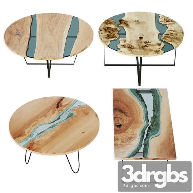 Slab Tables Set River 3D Model Free