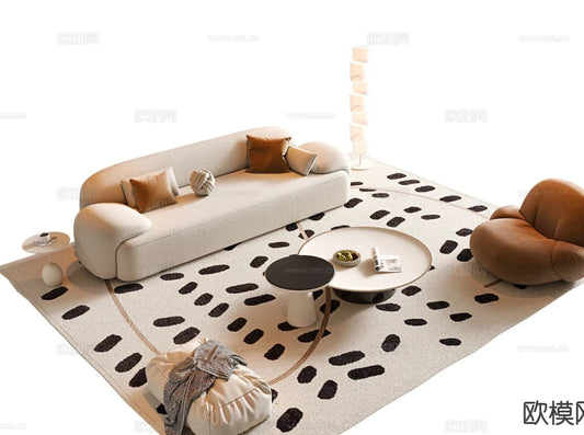 Sofa 3D Model with Cream Color – Furniture 3DS Max – 080