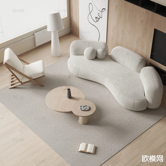 Sofa 3D Model with Cream Color – Furniture 3DS Max – 125