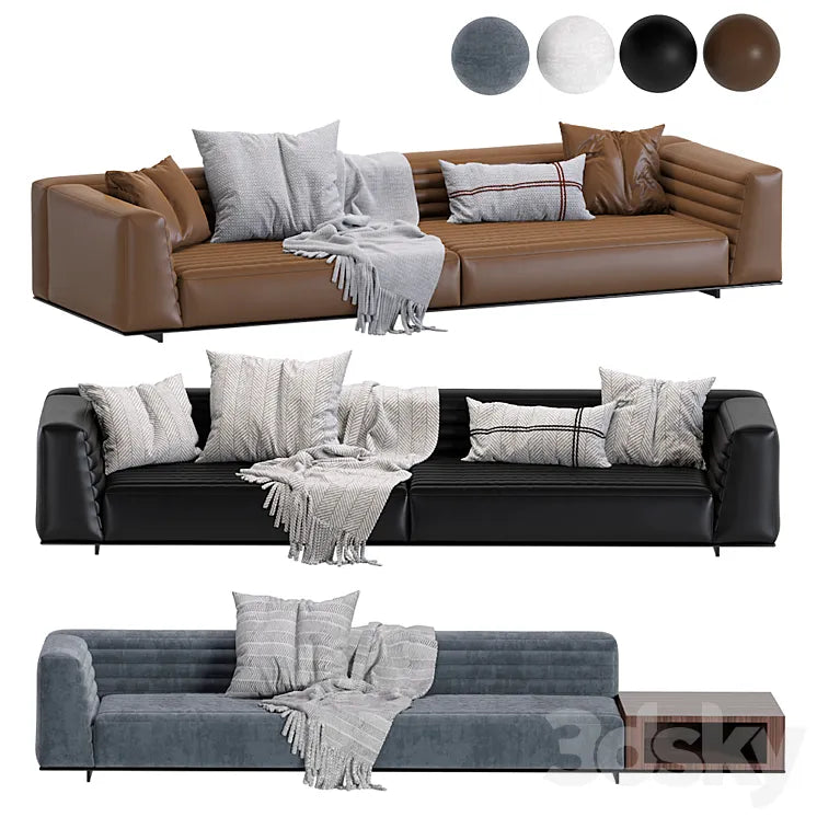 Sofa Minotti Roger / 2 Version Leather & Velvet 3DSMAX Model