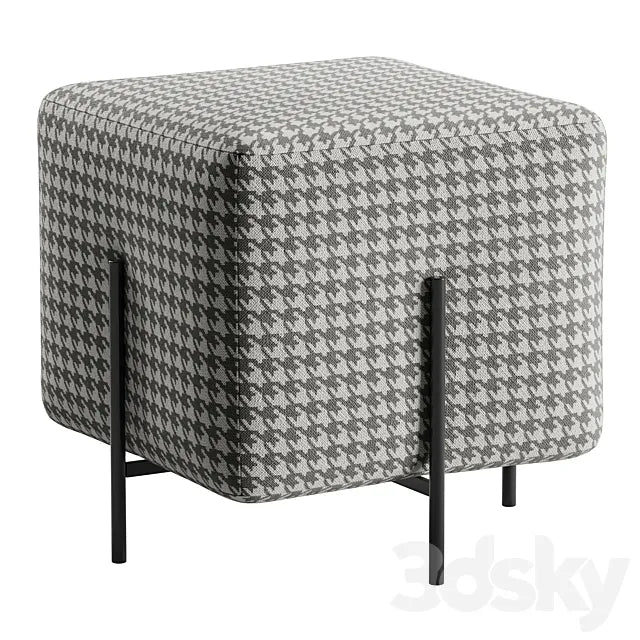 Square pouf Bruno. Goose foot 3ds Max