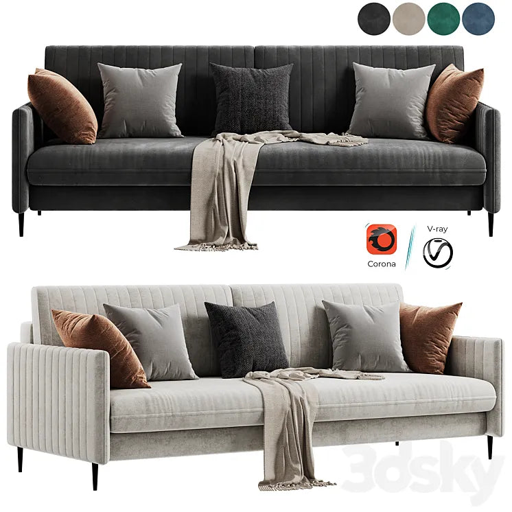 Straight Sofa Swout Velvet Beige 3DSMAX Model