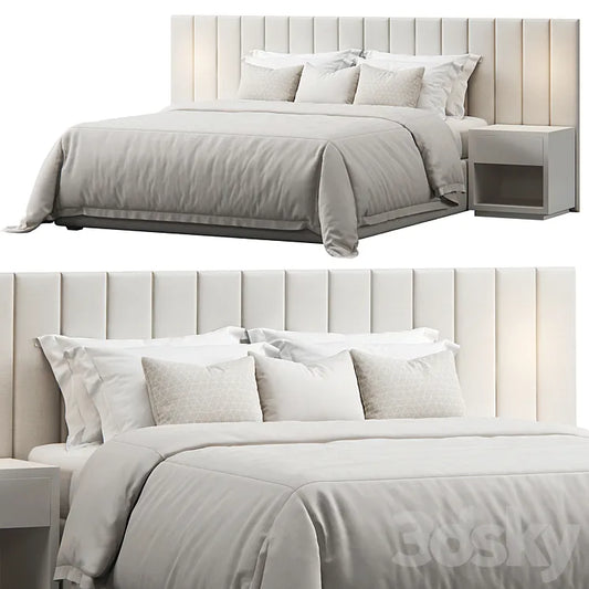 Striped Panel Headboard Bed 3DSMAX Model