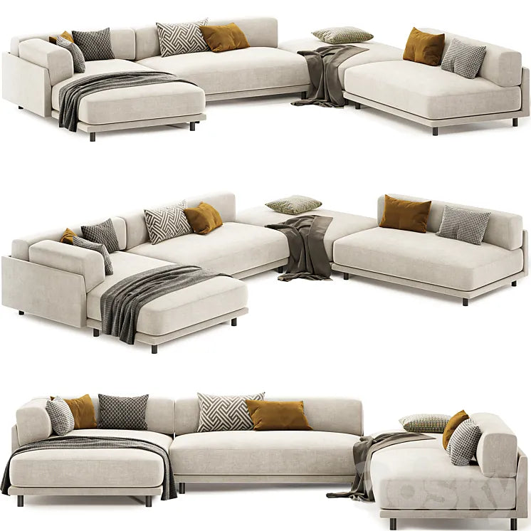 Sunday J Sectional Sofa with Chaise 3DSMAX Model