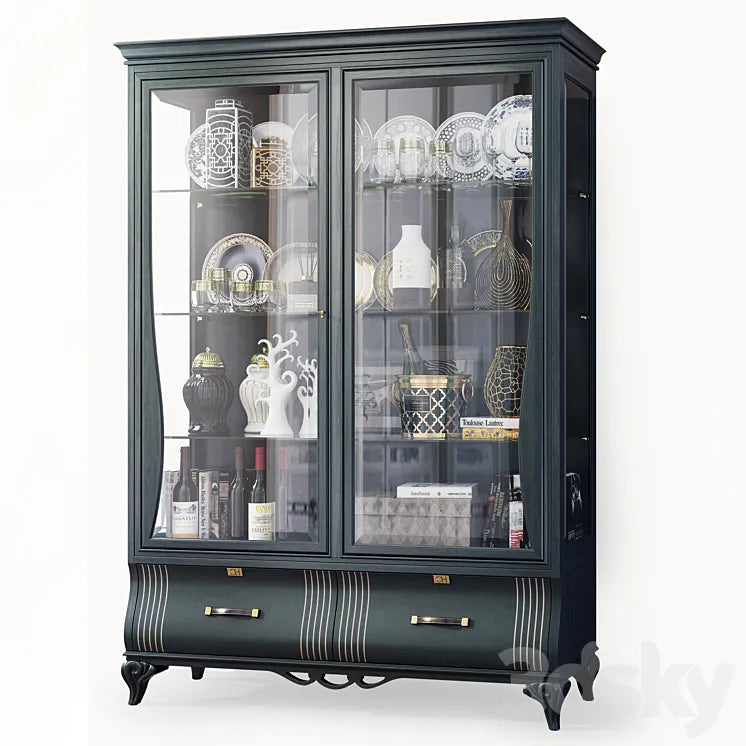 Swing cabinet with glass showcase Art Deco Carpanese 3DSMAX Model