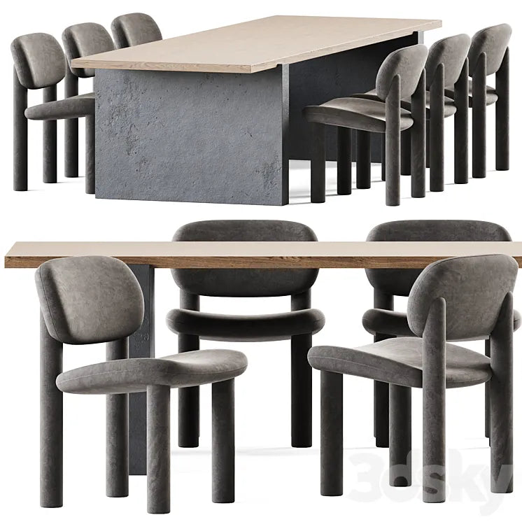 Table Accademia by Cimento and Chair Tottori Driade 3DSMAX Model