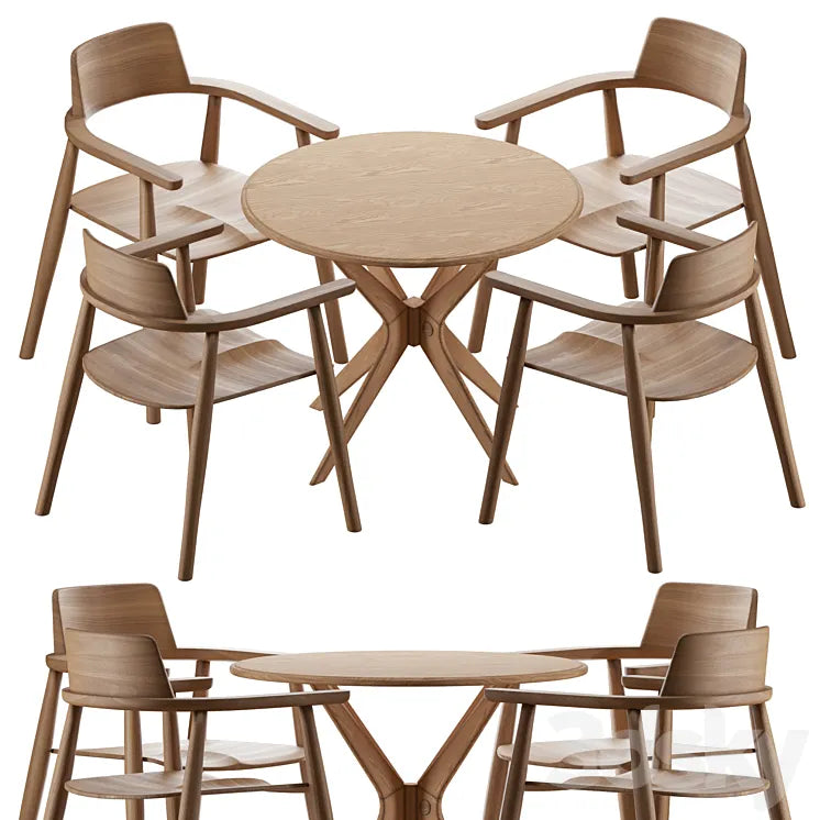 Table Alden with chairs Samurai 3DSMAX Model