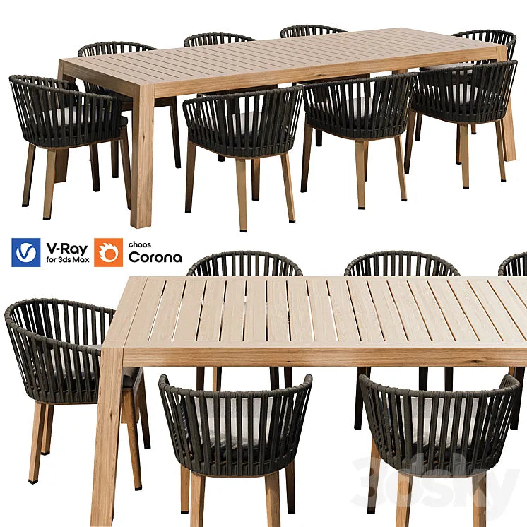 Table and Chair Set 01 3DSMAX Model