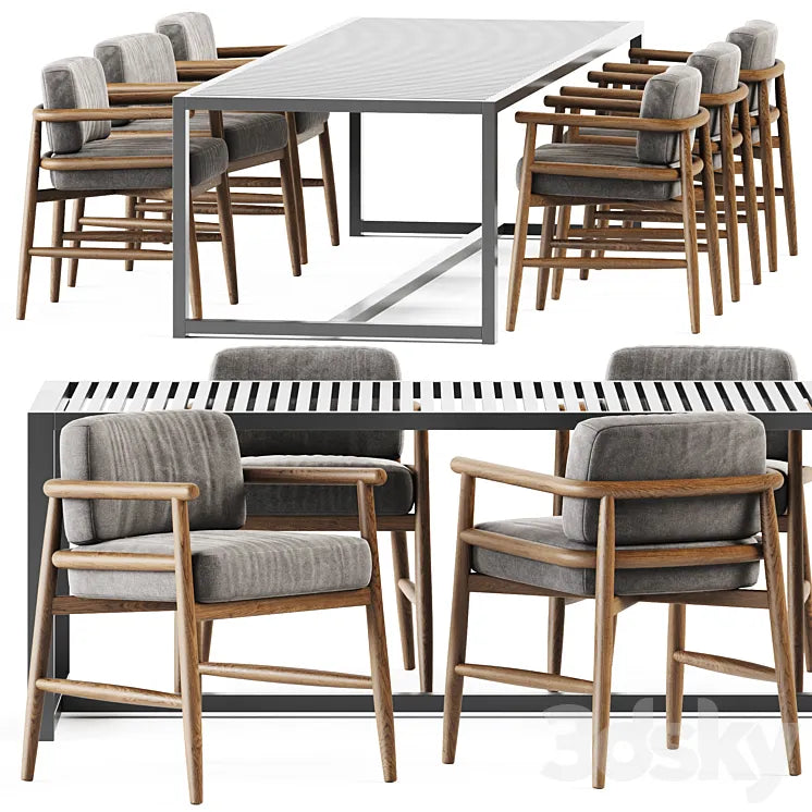 Table Dna teak by Gandia Blasco and Armchair Teresina by Meridiani 3DSMAX Model