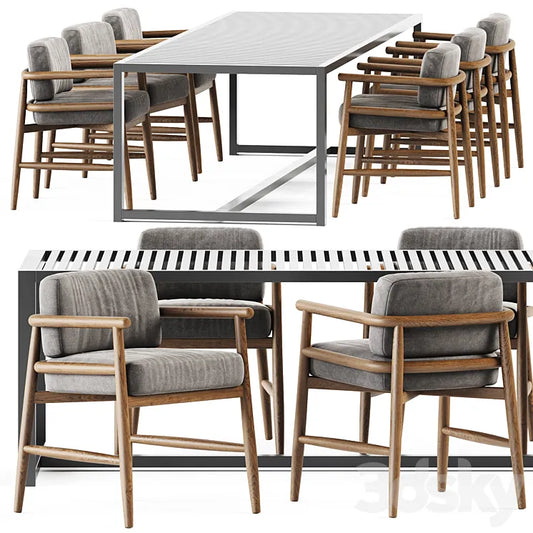 Table Dna teak by Gandia Blasco and Armchair Teresina by Meridiani 3DSMAX Model
