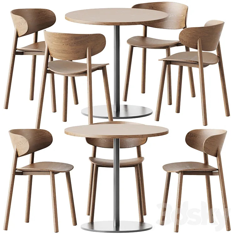 Table S 1123 D80 by Thonet and Wooden Chair Font by Wiesner-Hager 3DSMAX Model