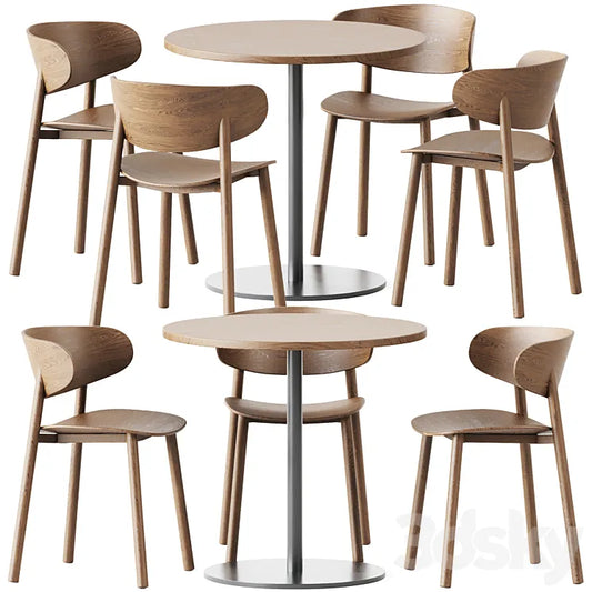 Table S 1123 D80 by Thonet and Wooden Chair Font by Wiesner-Hager 3DSMAX Model