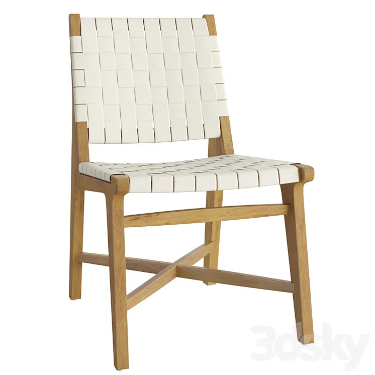 Taj White Woven Leather Dining Chair 3DSMAX Model