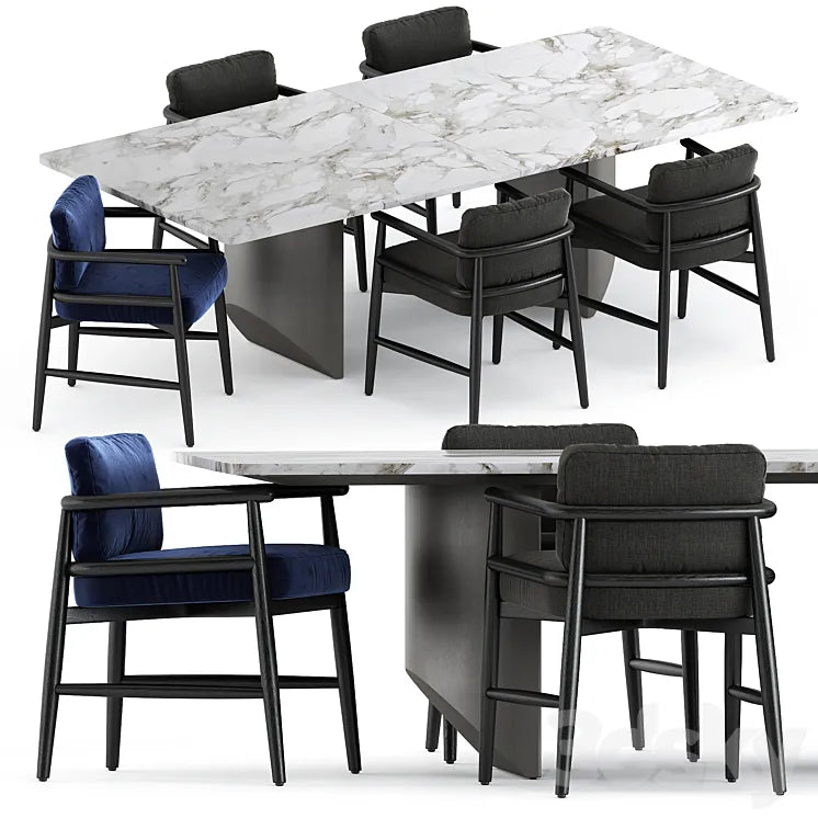 Teresina chair by Meridiani and Wedge Table by Minotti 3DSMAX Model