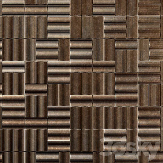 Tile wall Ariosto Ribbed Oxide Metal Rusty 3ds Max