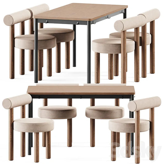 Tommaryd wooden table by Ikea and Chair Gropius CS2 by Noom 3DSMAX Model