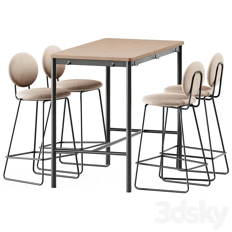 Tommaryd wooden table by Ikea and Gemma Bar Chair by Baxter 3DSMAX Model