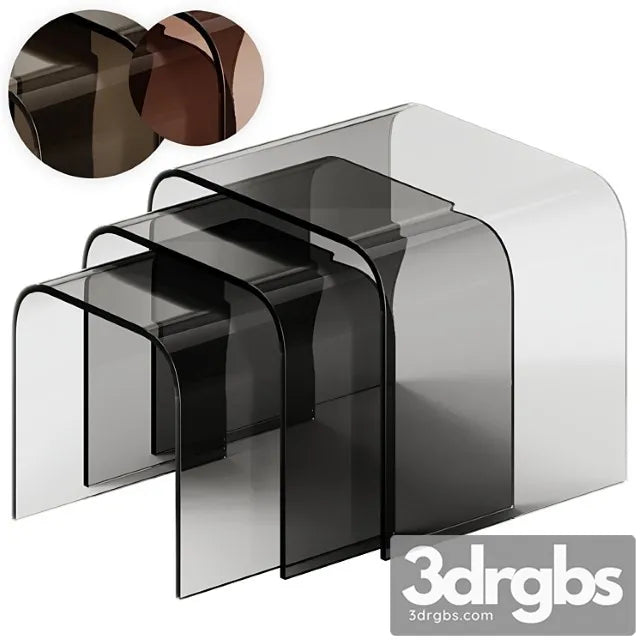 Tonin Casa Anemone Glass Coffee Tables Set 3D Model Free