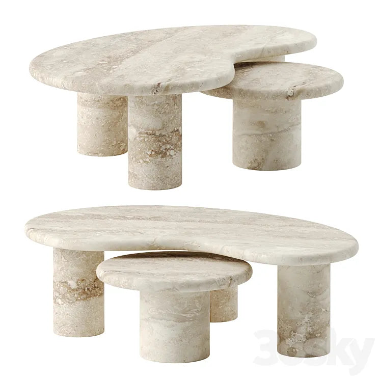TRAVERTINE PUDDLE coffee table by Anna Karlin 3DSMAX Model