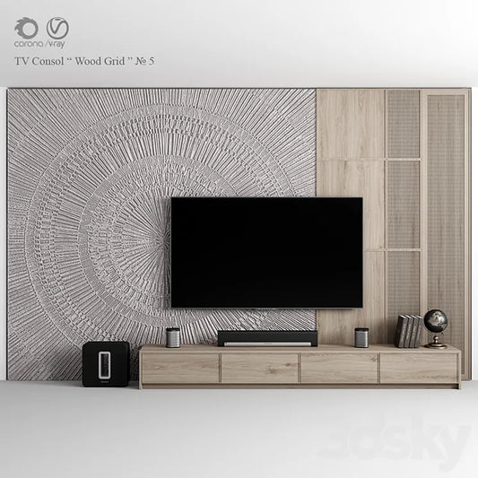 "TV Consol ""Wood Grid""" 3DSMAX Model
