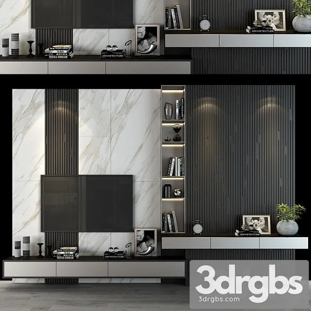 Tv Shelf And Table Work Set 95 3D Model Free