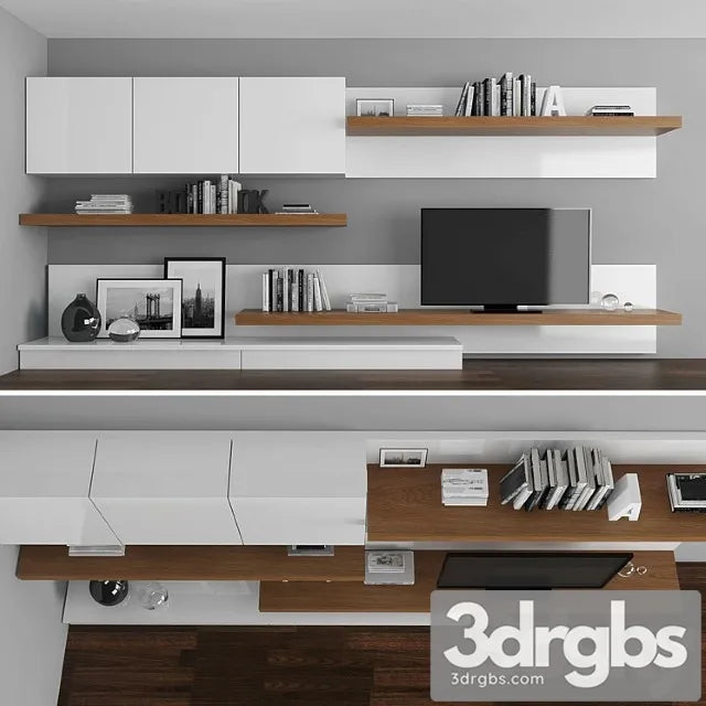 Tv stand set 013 3D Model Free
