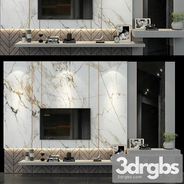 Tv stand set 0134 3D Model Free