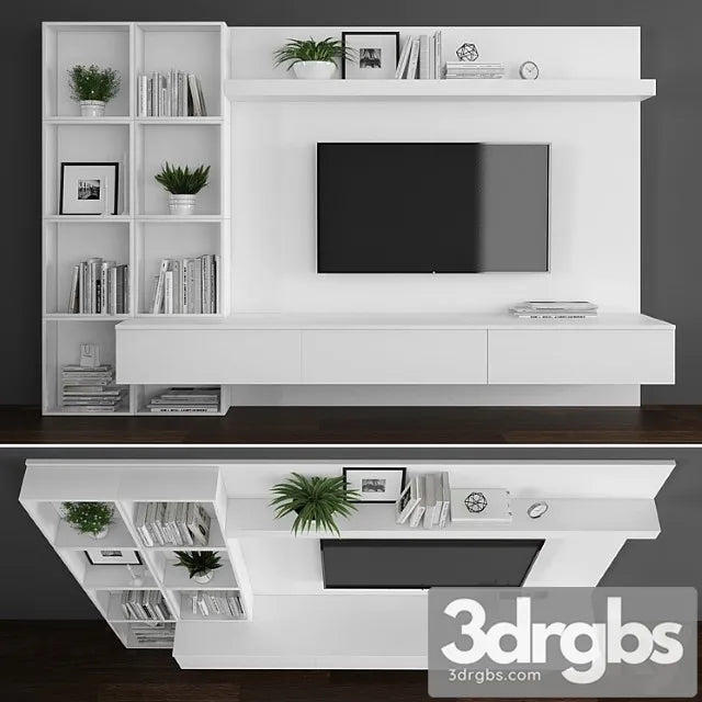 Tv stand set 084 3D Model Free