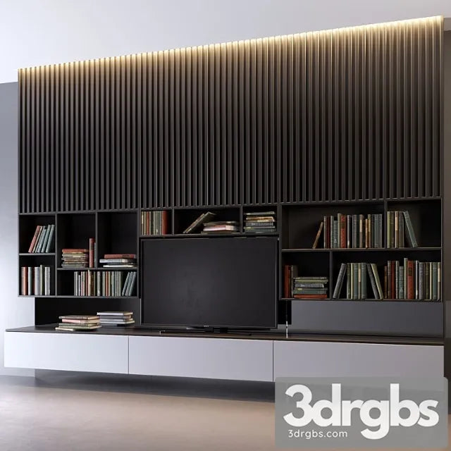 TV Wall 01 3D Model Free