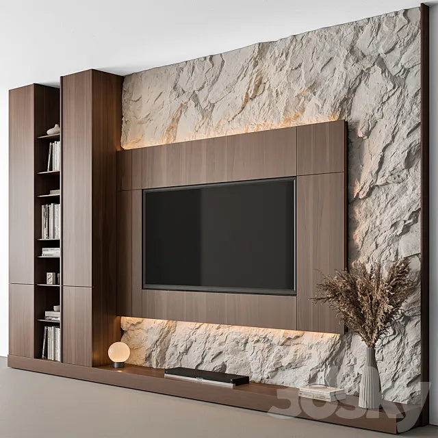 TV Wall Cliff and Wood - Set 133 3ds Max