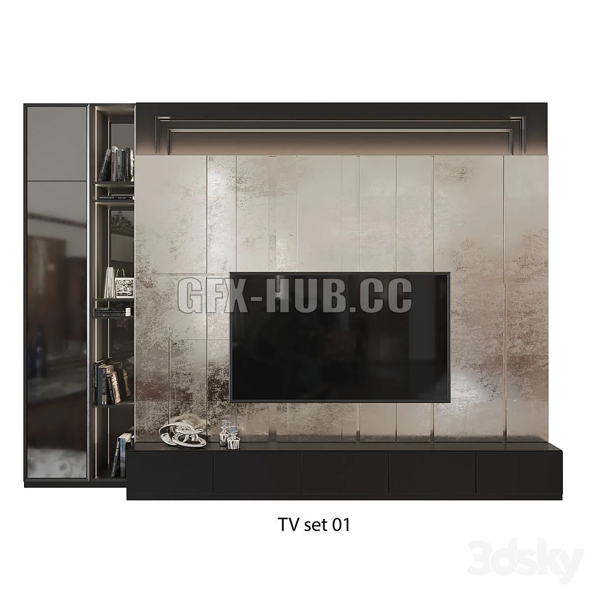 TV Wall set 01 3dsMax Model