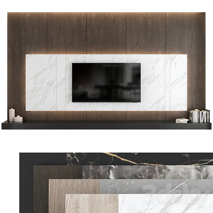 TV wall set 02 3DSMAX Model