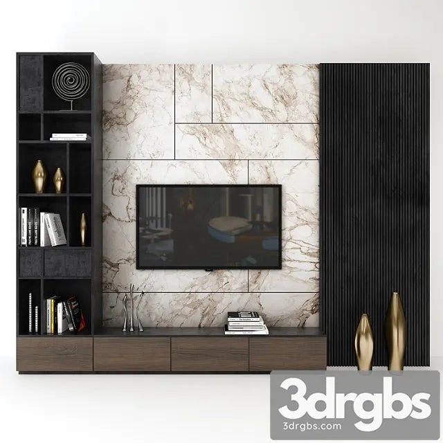 TV Wall Set 03 5 3D Model Free