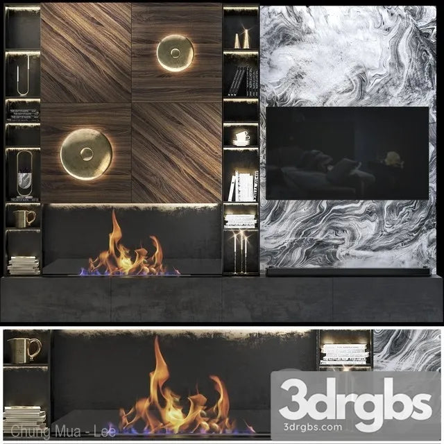 TV Wall Set 1 3D Model Free