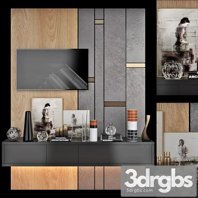 TV Wall Set 23 3D Model Free