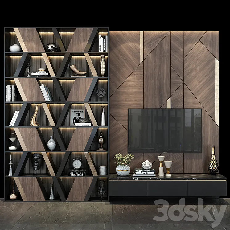 TV wall set 265 3DSMAX Model