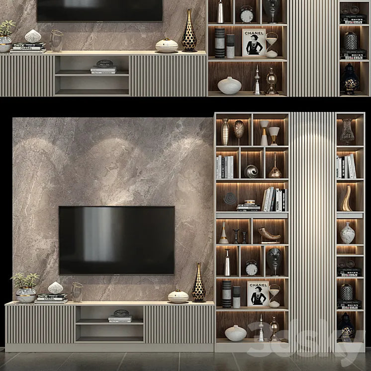 TV wall set 266 3DSMAX Model